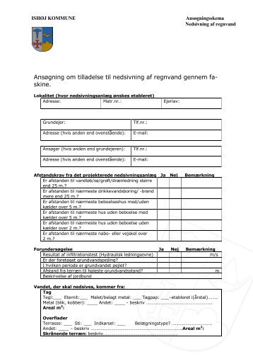 Ansøgning om tilladelse til nedsivning af regnvand ... - Ishøj Forsyning