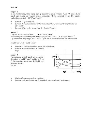 TOETS opgave 1 In een ruimte van 2,5 liter brengt men op tijdstip t ...