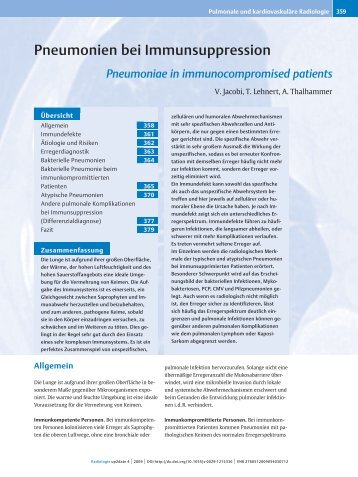 Pneumonien bei Immunsuppression - Institut für Diagnostische und ...
