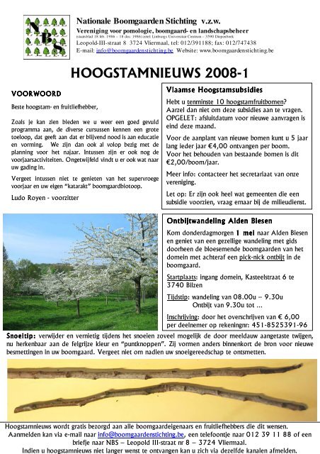 HOOGSTAMNIEUWS 2008-1 - Nationale Boomgaardenstichting