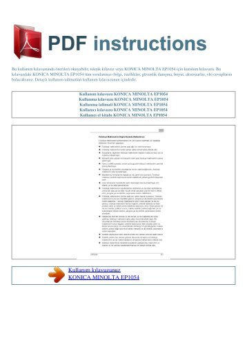 Kullanım kılavuzu KONICA MINOLTA EP1054 - PDF INSTRUCTIONS