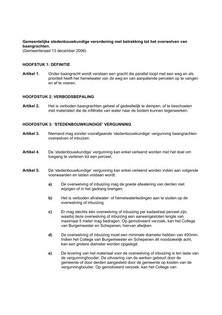 Gemeentelijke stedenbouwkundige verordening - gemeente Jabbeke