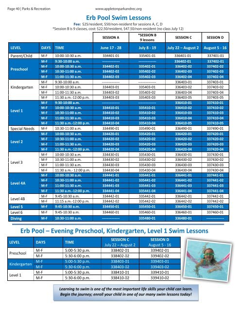 Current City Guide - Appleton Parks & Recreation