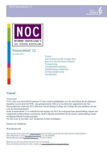 Nieuwsbrief 12, december 2012 - ROC Midden Nederland