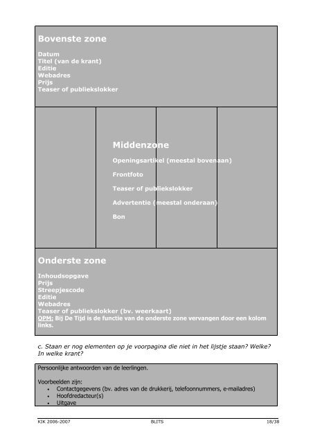 DIDACTISCHE ONDERSTEUNING www.krantenindeklas.be