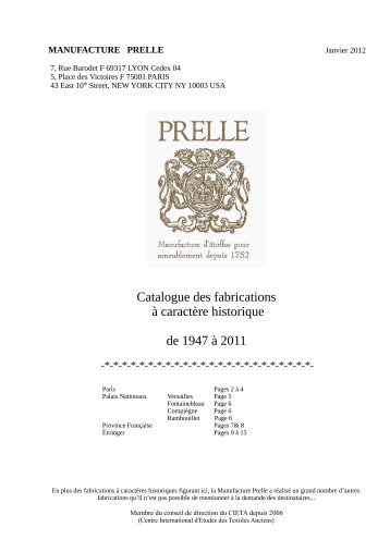 Catalogue des fabrications à caractère historique de 1947 à 2011