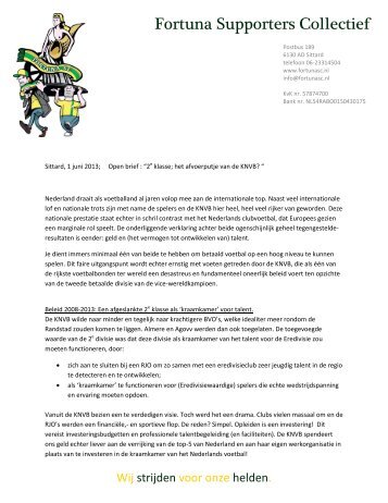 Lees hier in het geheel onze open brief - Fortuna Sittard Supporters ...