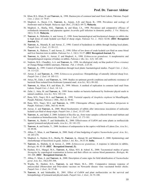 CURRICULUM VITAE - University of the Punjab