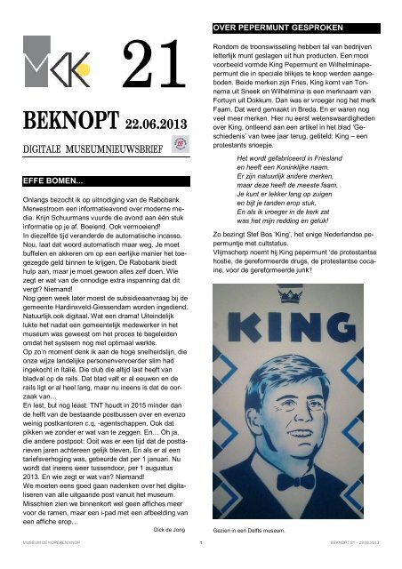 Beknopt nr 21 juni 2013 - Museum De Koperen Knop