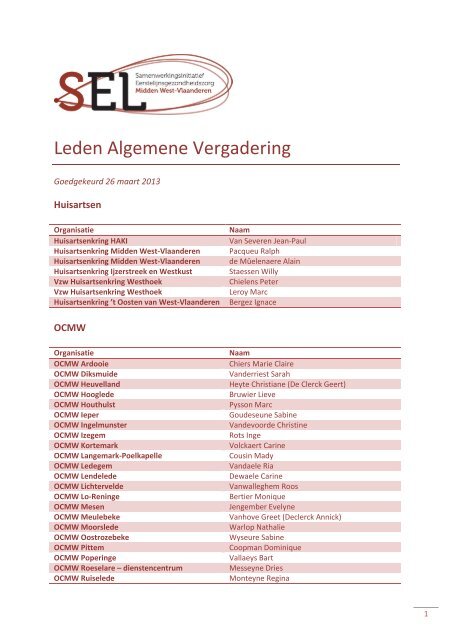 Leden Algemene Vergadering - SEL