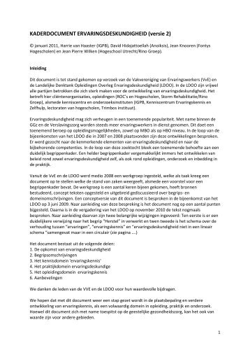 KADERDOCUMENT ERVARINGSDESKUNDIGHEID (versie 2) - igpb