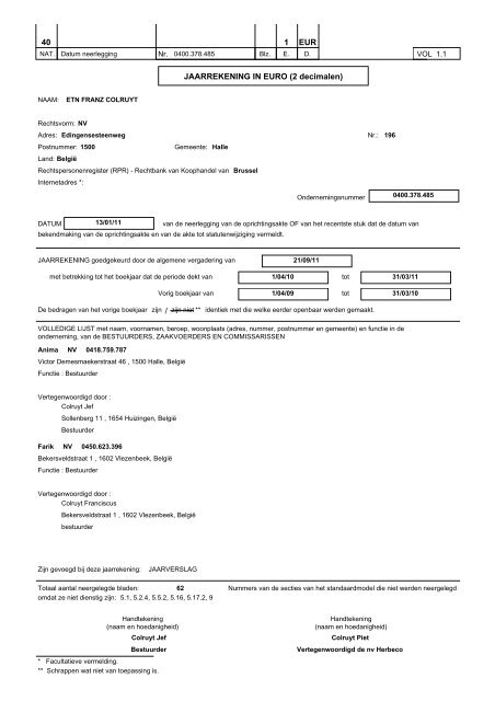 40 1 EUR JAARREKENING IN EURO (2 decimalen) / - Colruyt Group