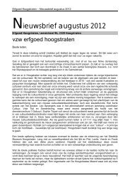 Nieuwsbrief augustus 2012 - vzw Erfgoed Hoogstraten