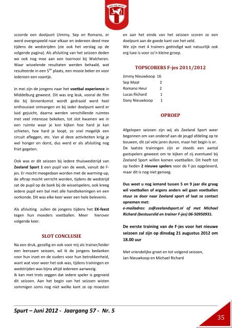 Spurt – Juni 2012 - Jaargang 57 - Nr. 5 - Zeeland Sport