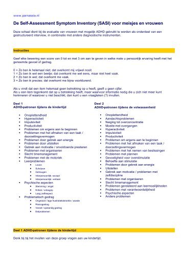 De Self-Assessment Symptom Inventory (SASI) voor meisjes ... - PsyQ