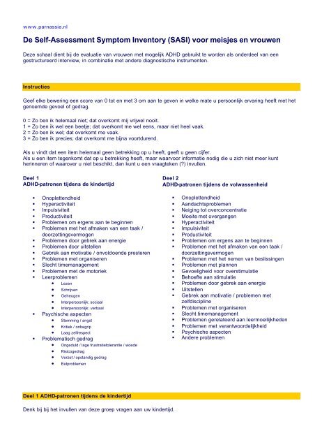 De Self-Assessment Symptom Inventory (SASI) voor meisjes ... - PsyQ