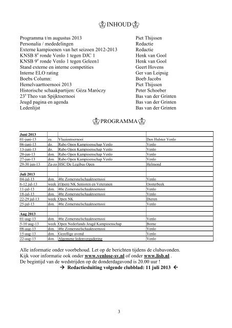 Clubblad 5-2013 - Koninklijk Erkende Venlose Schaakvereniging