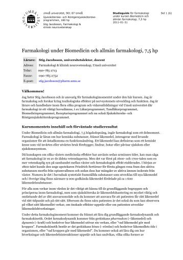 Farmakologi under Biomedicin och allmän ... - Umeå universitet