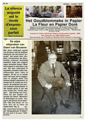 Magazine 44 oktober - octobre 2010 RED.pdf - Het goudblommeke ...