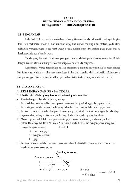 Benda Tegar Dan Mekanika Fluida Alifis Corner