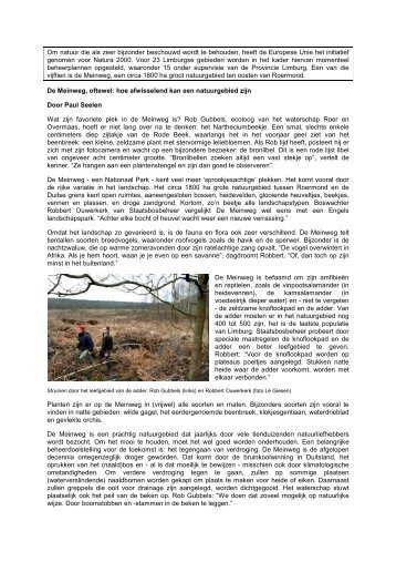 Artikel Meinweg - Natura 2000 beheerplannen