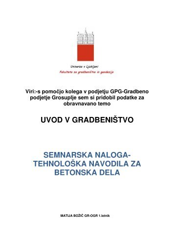 uvod v gradbeništvo semnarska naloga- tehnološka ... - Student Info