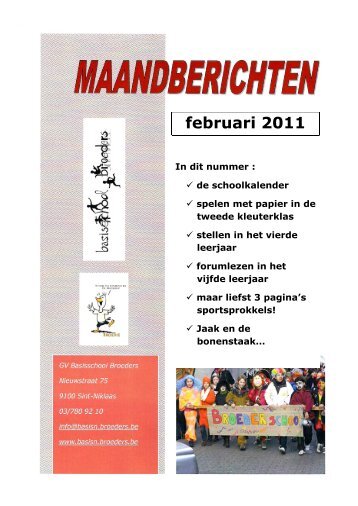 maandberichten februari 2011 - Basisschool Broeders Nieuwstraat ...