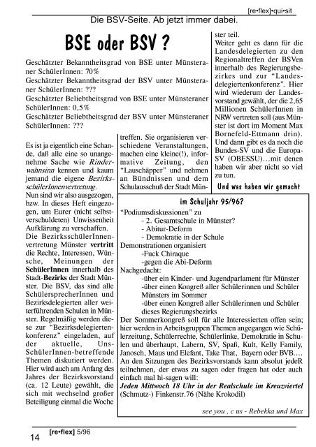Nummer 5 Mai 1996 0,00 DM An allen ... - re*flex - Bürgernetz