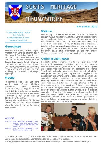 Nieuwsbrief van November 2012 - Scots Heritage