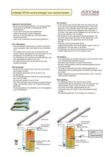 infoblad zonne energie voor warme landen - Aton solar systems
