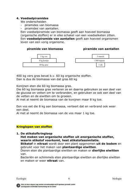 Ecologie 1 biologie Ecologie Deel 1 Biotische factoren In een ...