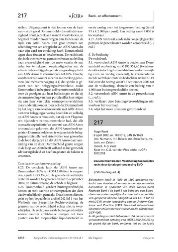 Noot bij uitspraak Hoge Raad van 6 april 2012 (Rasheed Bank ...