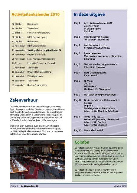 23e Lievendaler - Stichting Wijkoverleg Lievendaal