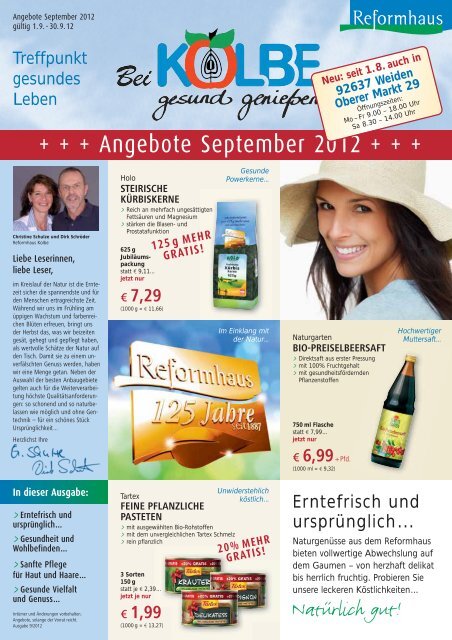 Angebote September 2012 - Reformhaus Kolbe