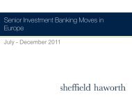 Senior Investment Banking Moves in Europe - Sheffield Haworth