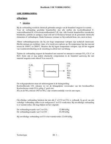 Hoofdstuk 3 DE VERBRANDING Technologie III- 1 - 1)DE ...