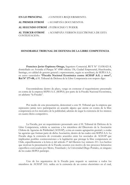 contesta requerimiento. al primer otrosí : acompaña documentos. al ...