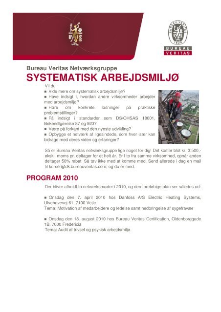Bureau Veritas Netværksgruppe SYSTEMATISK ARBEJDSMILJØ