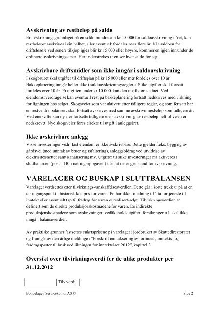 Foran årsoppgjøret 2012 - Norges Bondelag