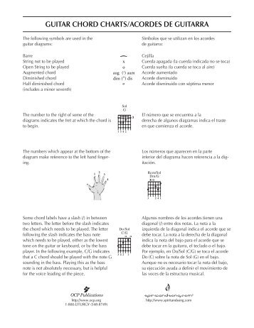 GUITAR CHORD CHARTS/ACORDES DE GUITARRA - OCP