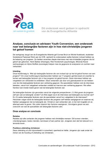 Analyse, conclusie en adviezen Youth Conversion, een onderzoek ...