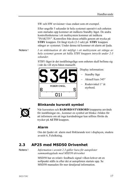 20221735C AP25 Autopilot Manual Swedish - Bryggan i Väst