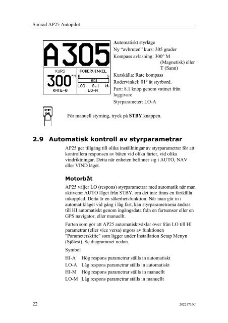 20221735C AP25 Autopilot Manual Swedish - Bryggan i Väst