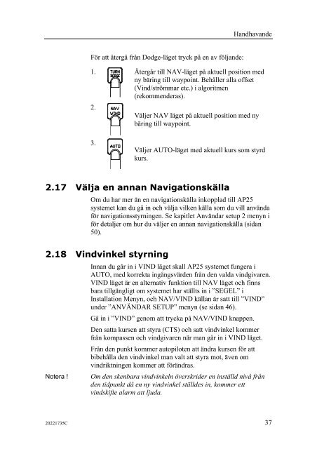 20221735C AP25 Autopilot Manual Swedish - Bryggan i Väst