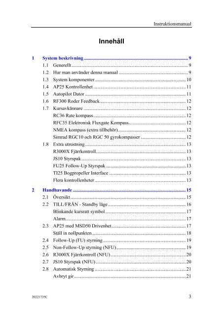 20221735C AP25 Autopilot Manual Swedish - Bryggan i Väst