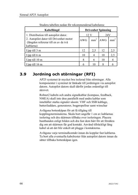 20221735C AP25 Autopilot Manual Swedish - Bryggan i Väst