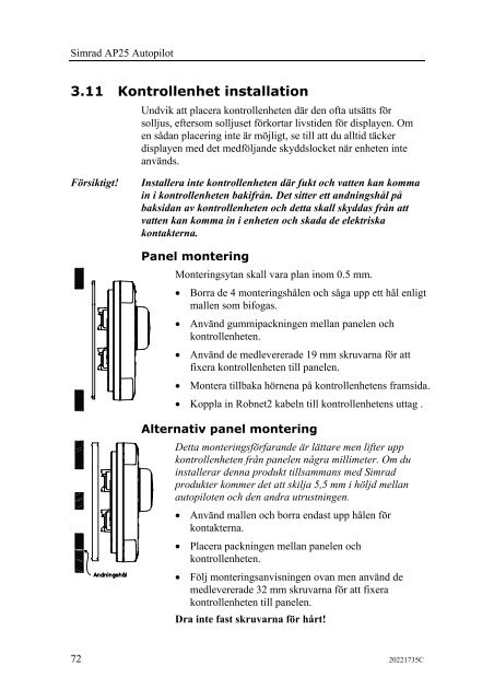 20221735C AP25 Autopilot Manual Swedish - Bryggan i Väst