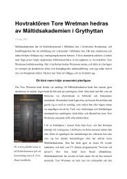 Hovtraktören Tore Wretman hedras av Måltidsakademien i Grythyttan
