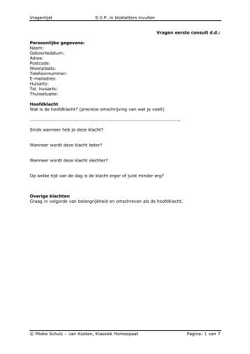 Download hier de vragenlijst om af te drukken ... - Mieke van Kooten