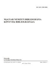 MAGYAR NEMZETI BIBLIOGRÁFIA KÖNYVEK BIBLIOGRÁFIÁJA